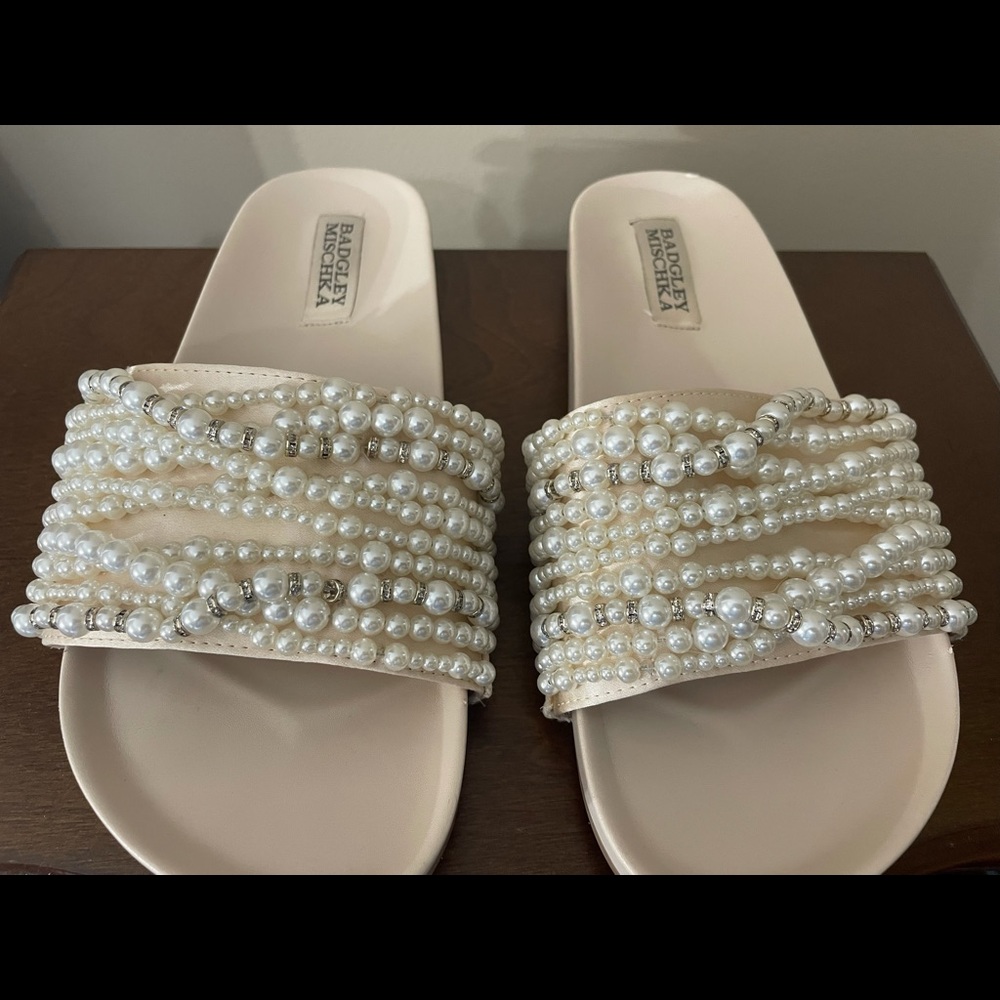 Badgley Mischka pearl slides